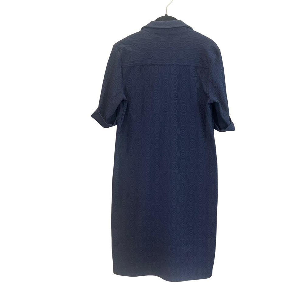 J McLaughlin Navy Blue Textured Polo Shirt Dress Roll Tab Sleeves Size Small - Picture 3 of 6